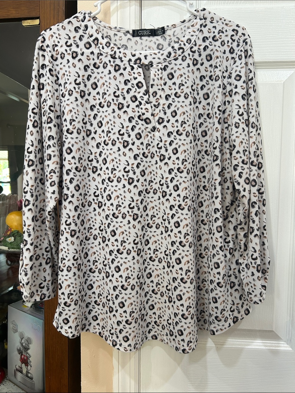 CURE Beige Leopard Print Long Sleeve Top